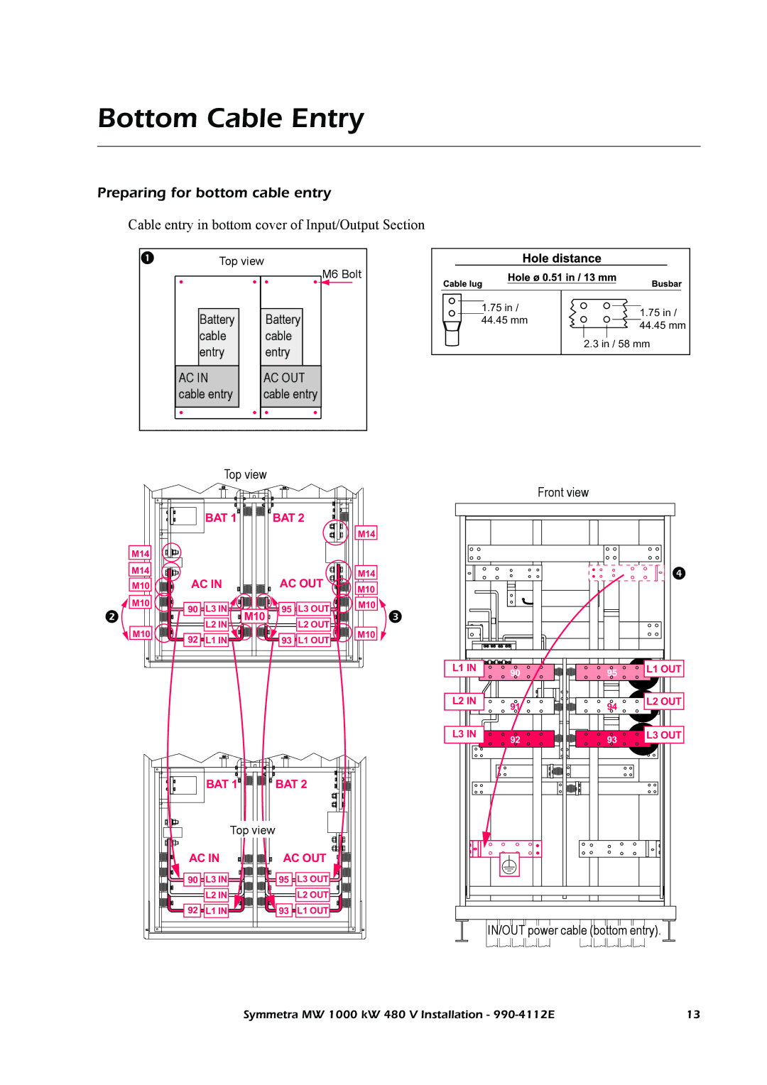 American Power Conversion MW manual Bottom Cable Entry, Preparing for bottom cable entry 