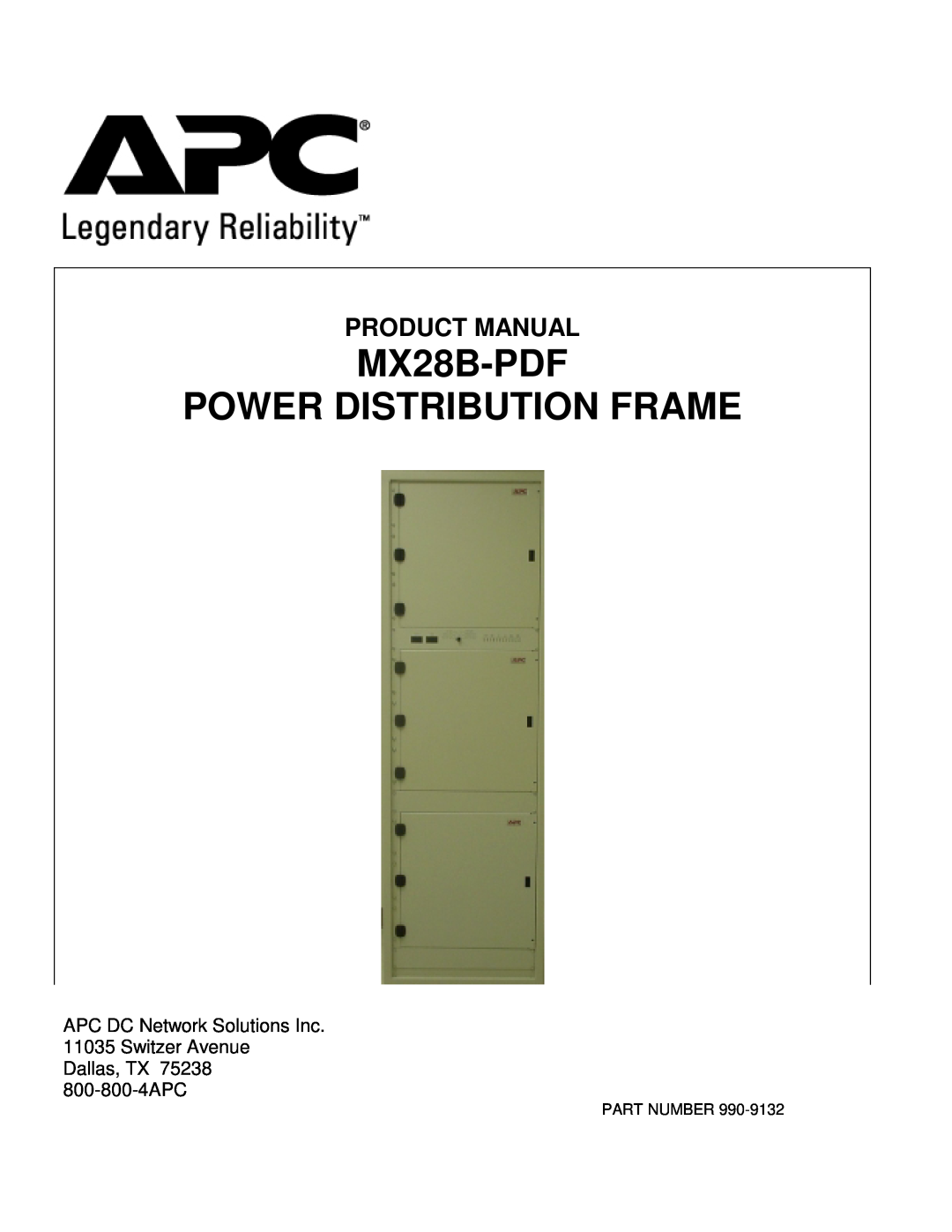 American Power Conversion manual Product Manual, MX28B-PDF POWER DISTRIBUTION FRAME 