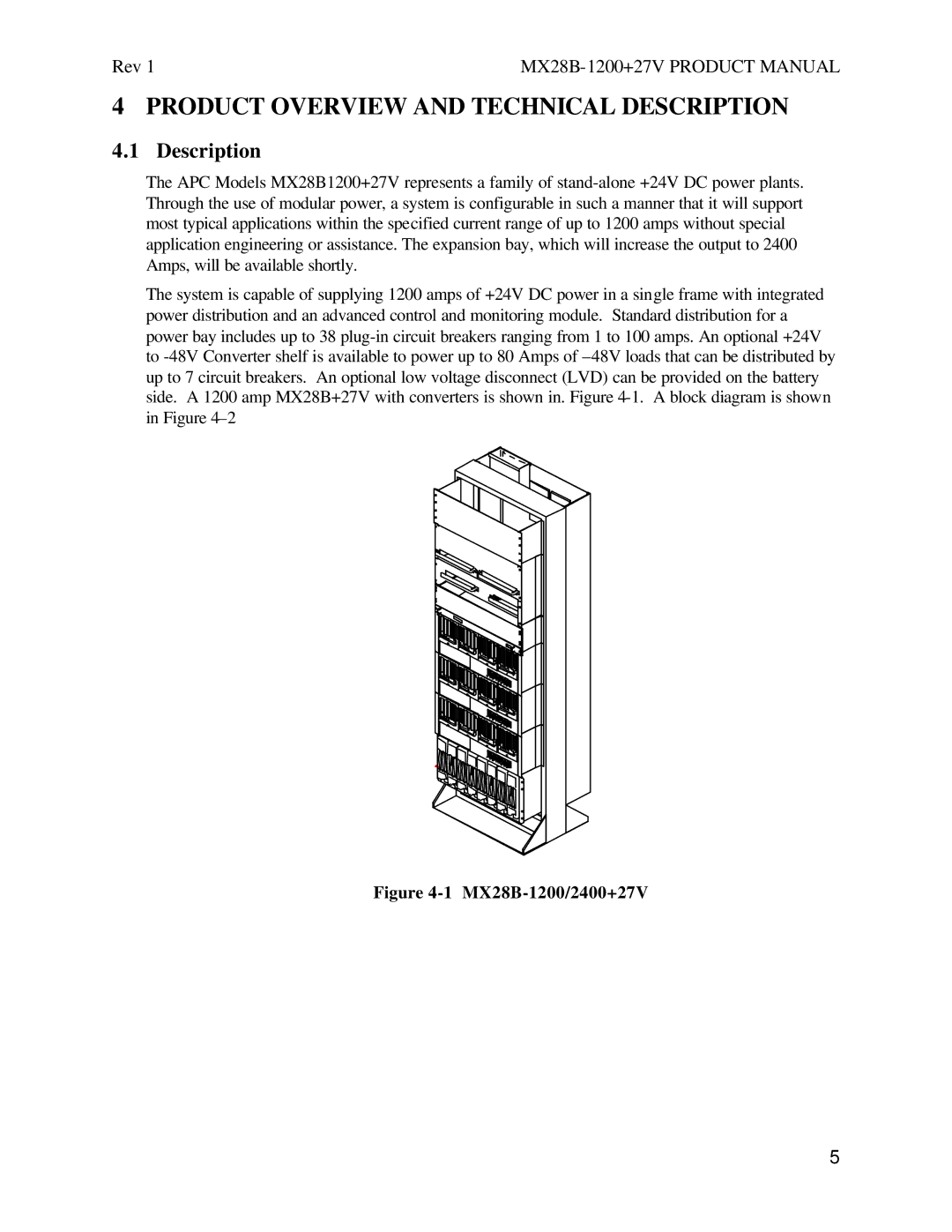 American Power Conversion MX28B1200, MX28B2400+27V manual Description, MX28B-1200/2400+27V 