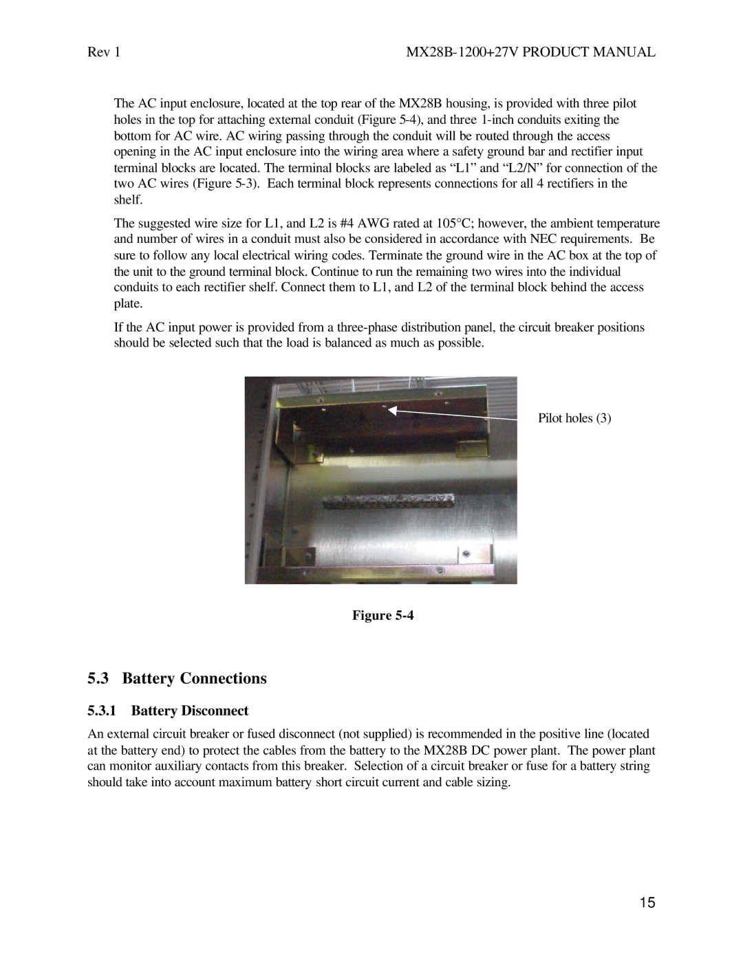 American Power Conversion MX28B1200, MX28B2400+27V manual Battery Connections, Battery Disconnect 