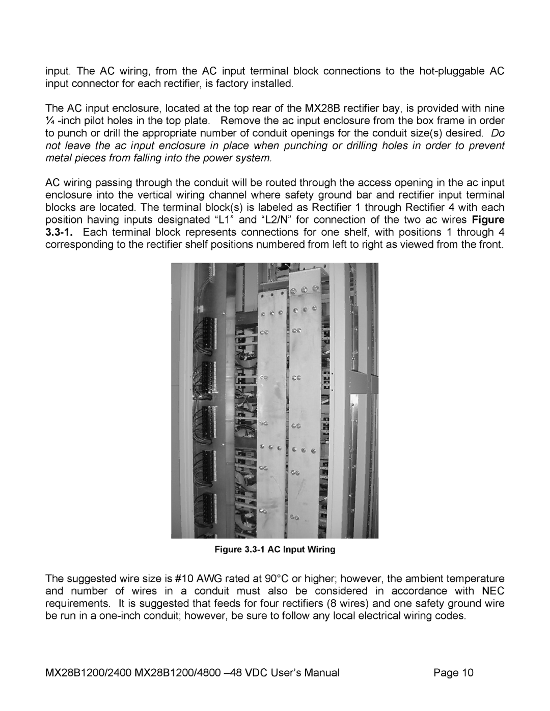 American Power Conversion MX28B2400, MX28B4800 manual AC Input Wiring 