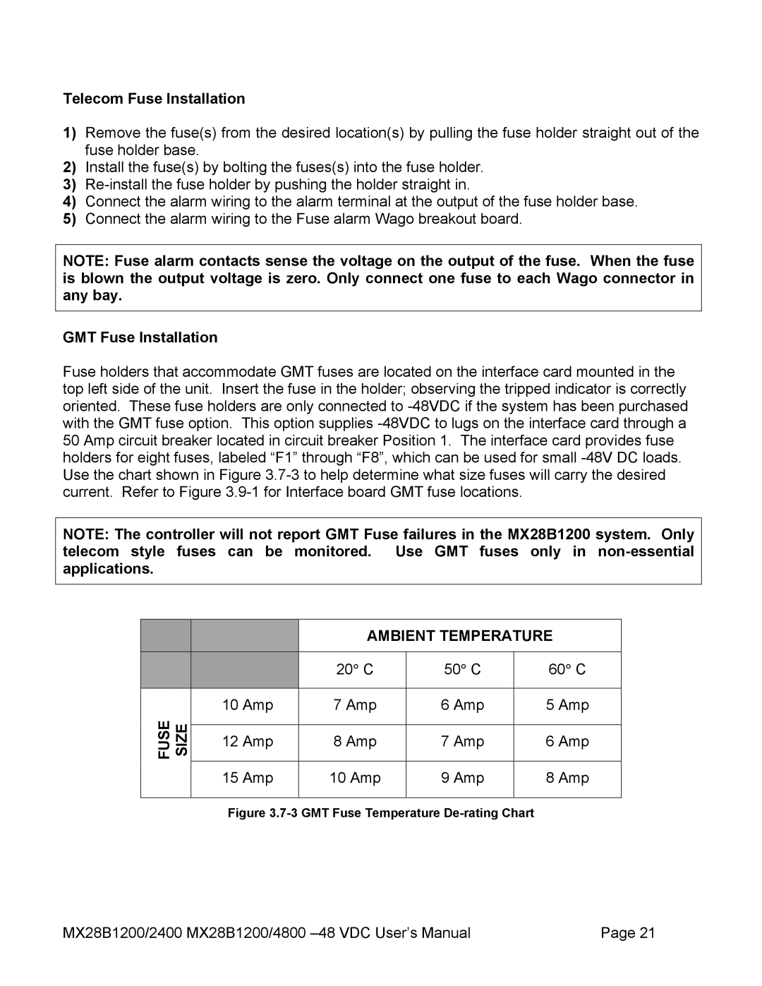 American Power Conversion MX28B4800, MX28B2400 manual Telecom Fuse Installation, GMT Fuse Installation 