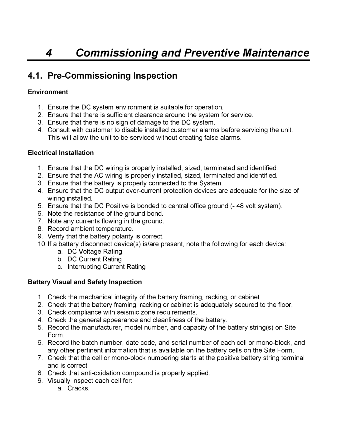 American Power Conversion MX28B4800 Commissioning and Preventive Maintenance, Pre-Commissioning Inspection, Environment 