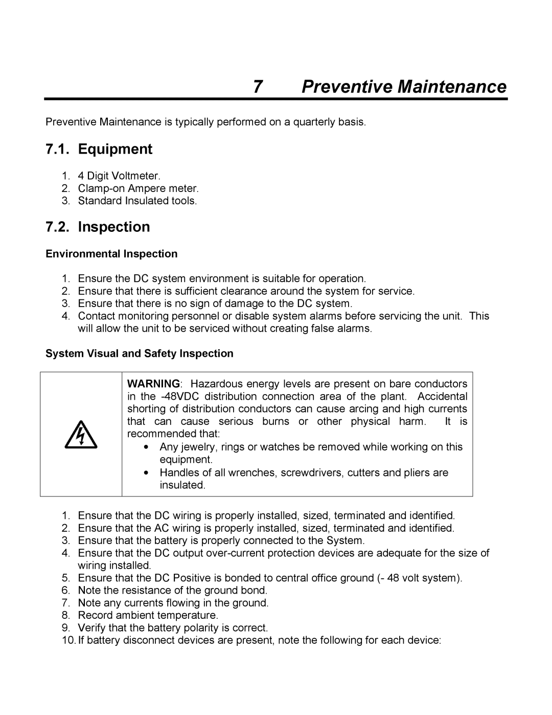 American Power Conversion MX28B4800, MX28B2400 manual Preventive Maintenance, Equipment, Environmental Inspection 