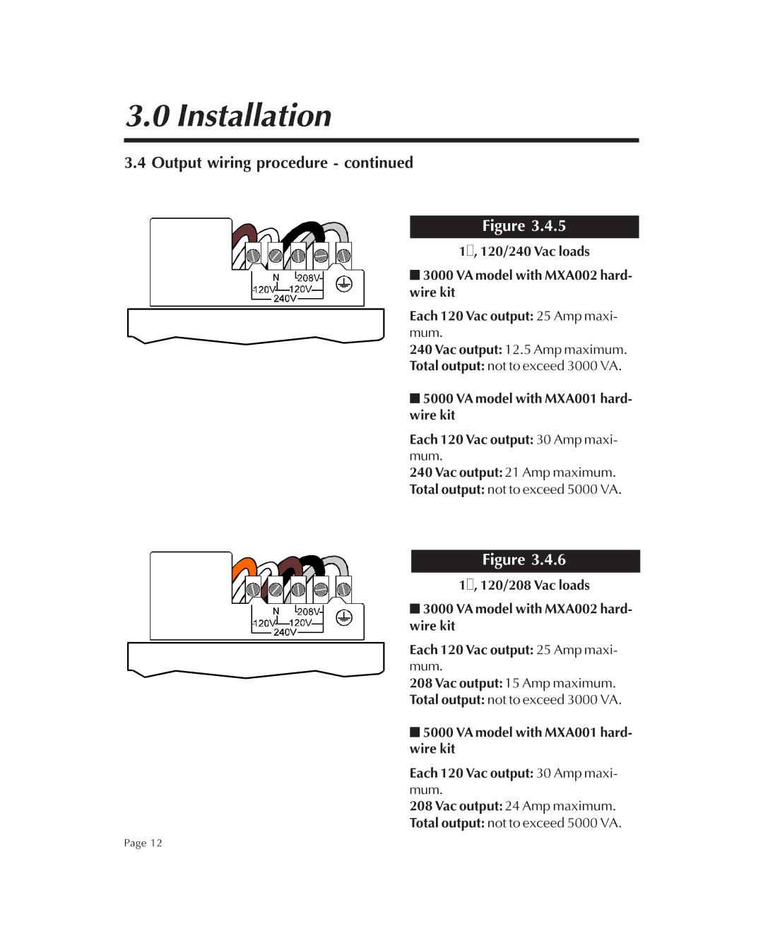 American Power Conversion MXA002, MXA001 user manual Total output not to exceed 5000 VA 