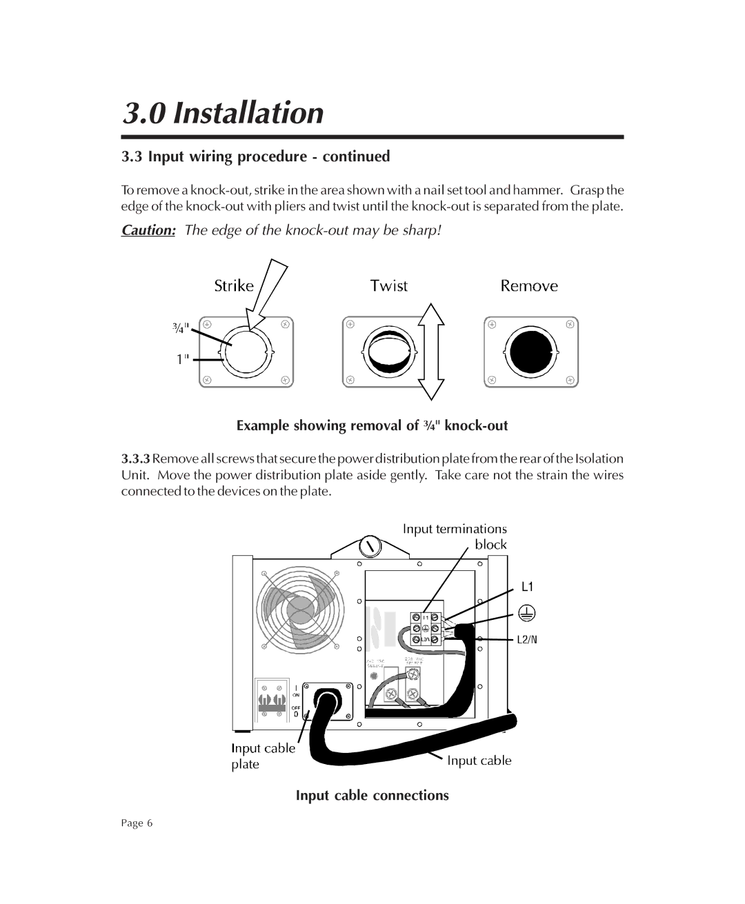 American Power Conversion MXA002, MXA001 user manual Input cable connections 