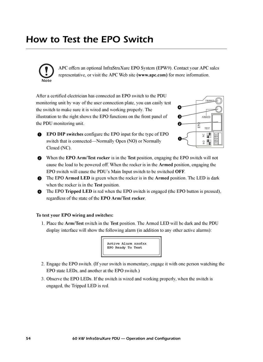 American Power Conversion PD60L6FK1, PD60G6FK1, PD60F6FK1 How to Test the EPO Switch, To test your EPO wiring and switches 