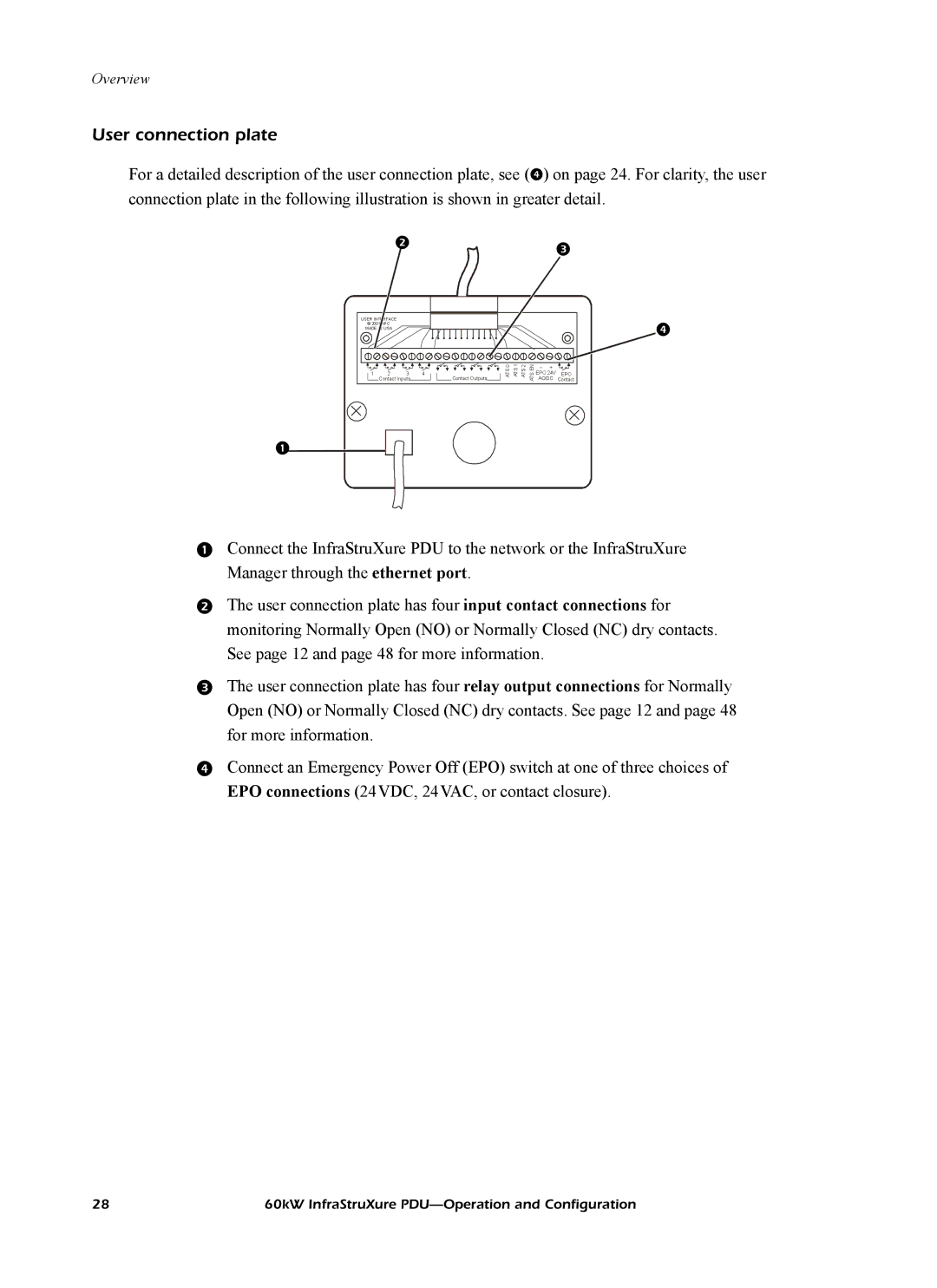 American Power Conversion PDRPPH1000, PD60H5HK1 manual User connection plate 