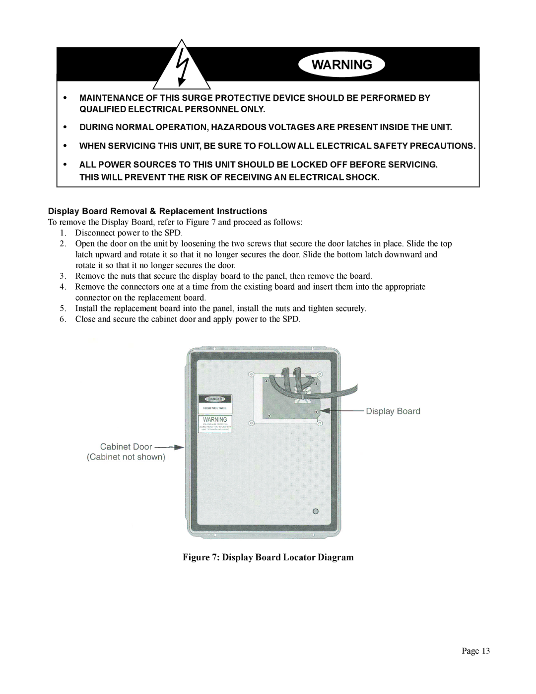 American Power Conversion PM3, PM4Y Display Board Locator Diagram, Display Board Removal & Replacement Instructions 