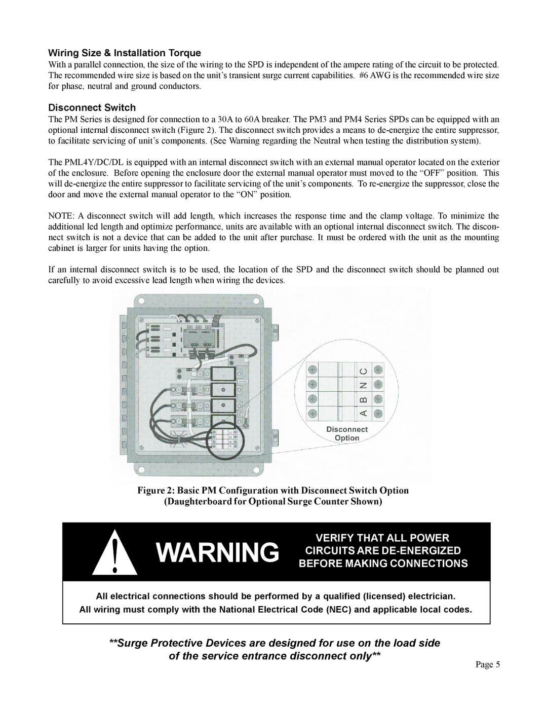 American Power Conversion PM4Y, PM3 user manual Wiring Size & Installation Torque 