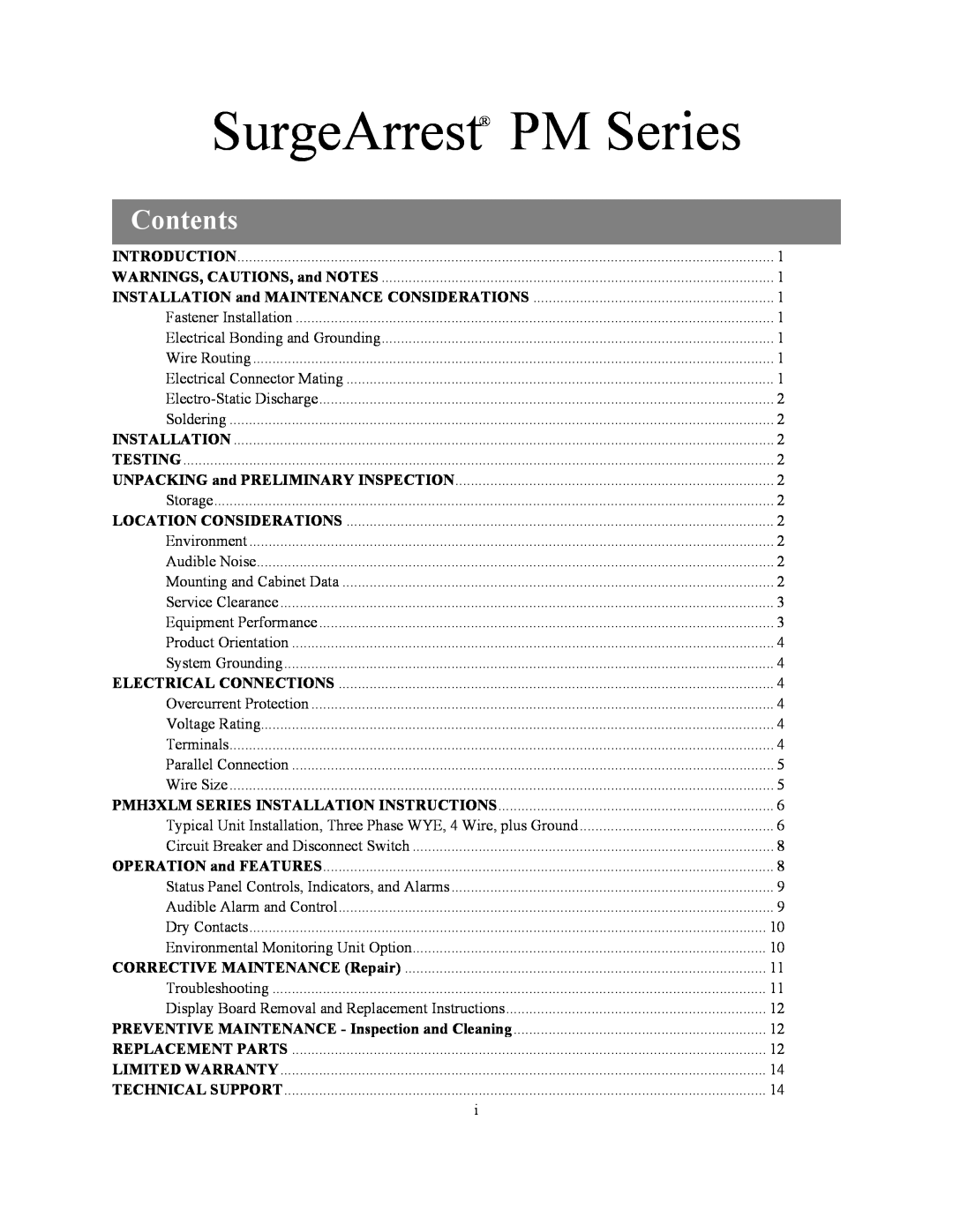 American Power Conversion PMH3XLM user manual SurgeArrest PM Series, Contents 