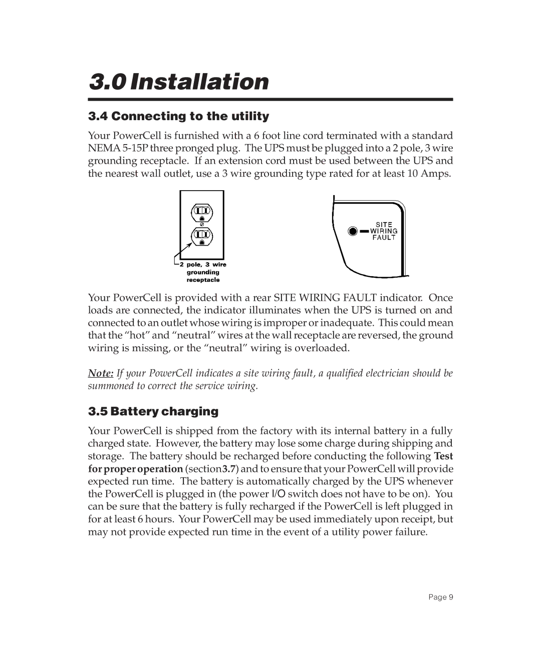 American Power Conversion POWERCELL user manual Connecting to the utility, Battery charging 