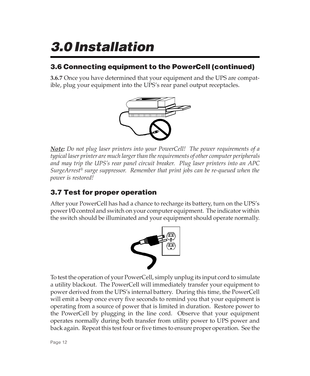 American Power Conversion POWERCELL user manual Test for proper operation 