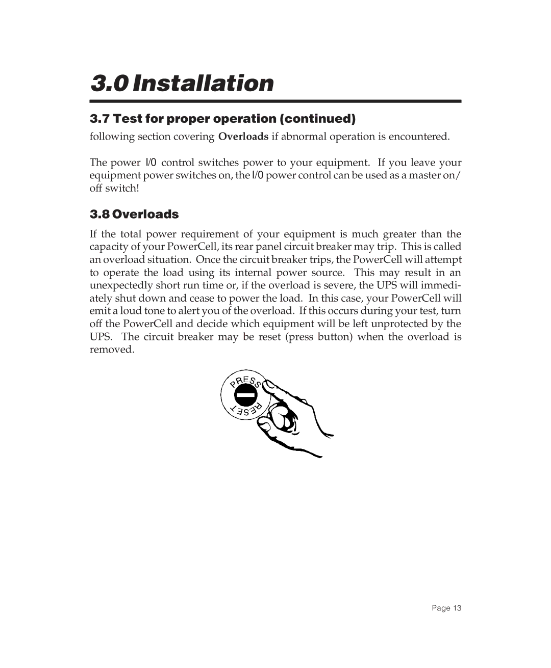 American Power Conversion POWERCELL user manual Overloads 