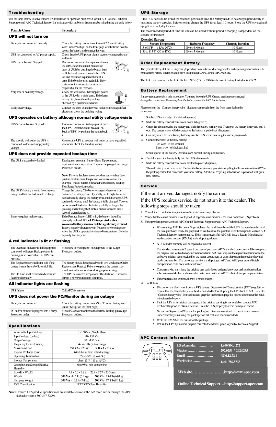 American Power Conversion Pro 350 / 500 836ZLOOQRWWXUQRQ, 836GRHVQRWSURYLGHHSHFWHGEDFNXSWLPH, $Uhglqglfdwrulvolwruiodvklqj 