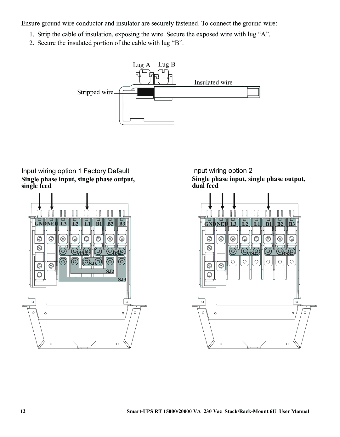 American Power Conversion RT XLI/XLICH user manual Single phase input, single phase output, single feed 