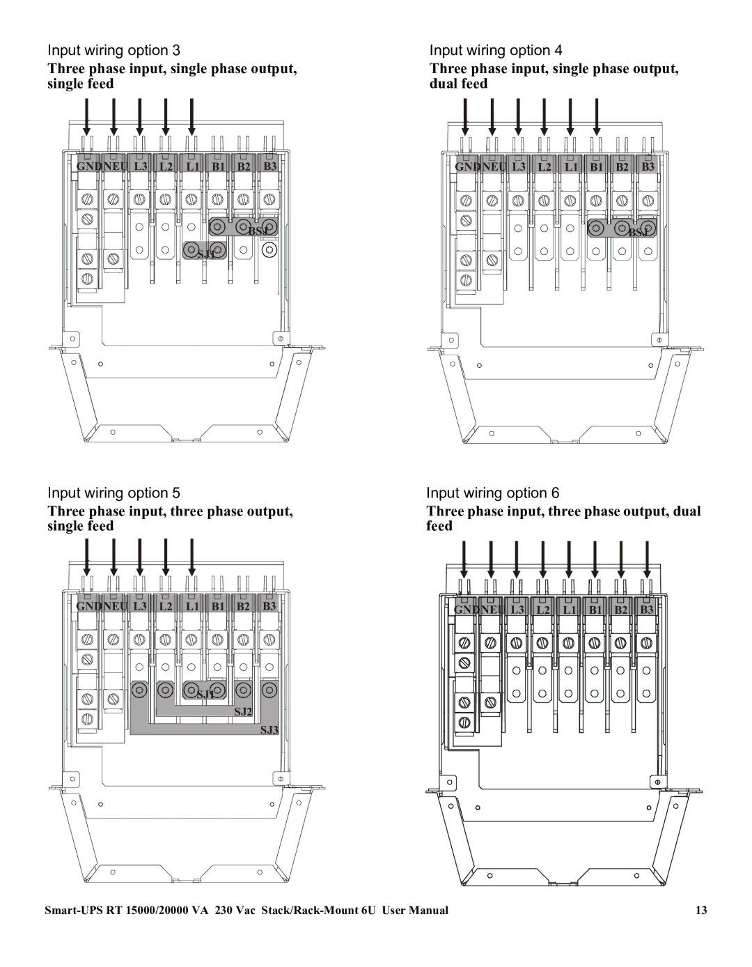 American Power Conversion RT XLI/XLICH user manual Three phase input, single phase output, single feed 