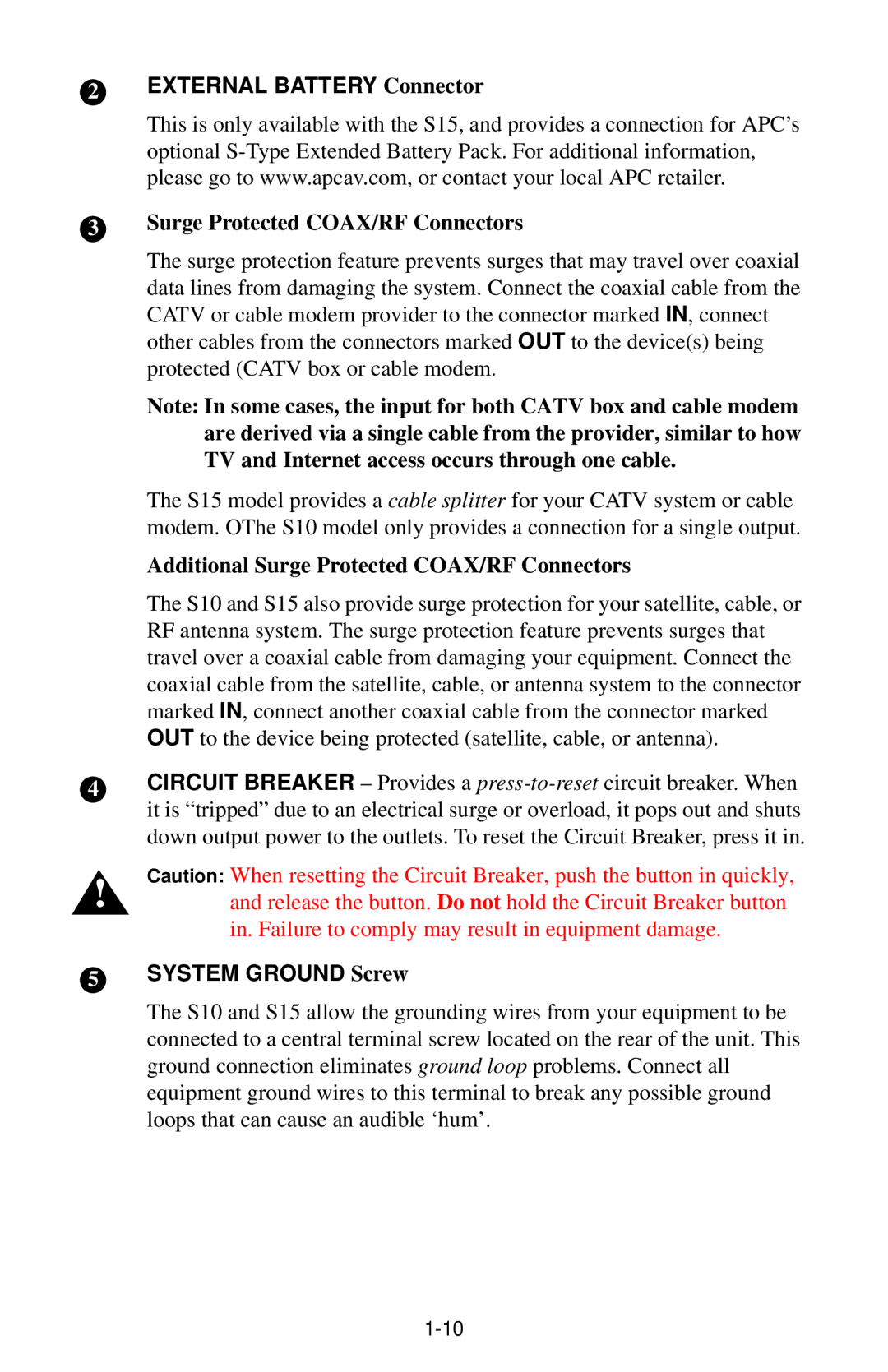 American Power Conversion S15BLK owner manual Additional Surge Protected COAX/RF Connectors 