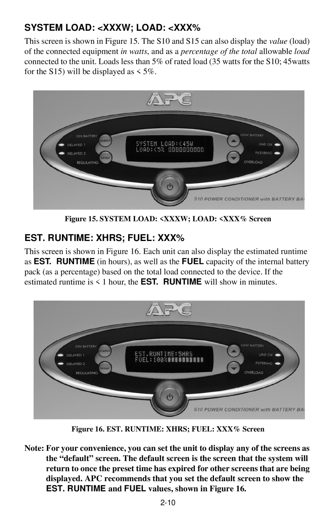 American Power Conversion S15BLK owner manual System Load Xxxw Load XXX% 