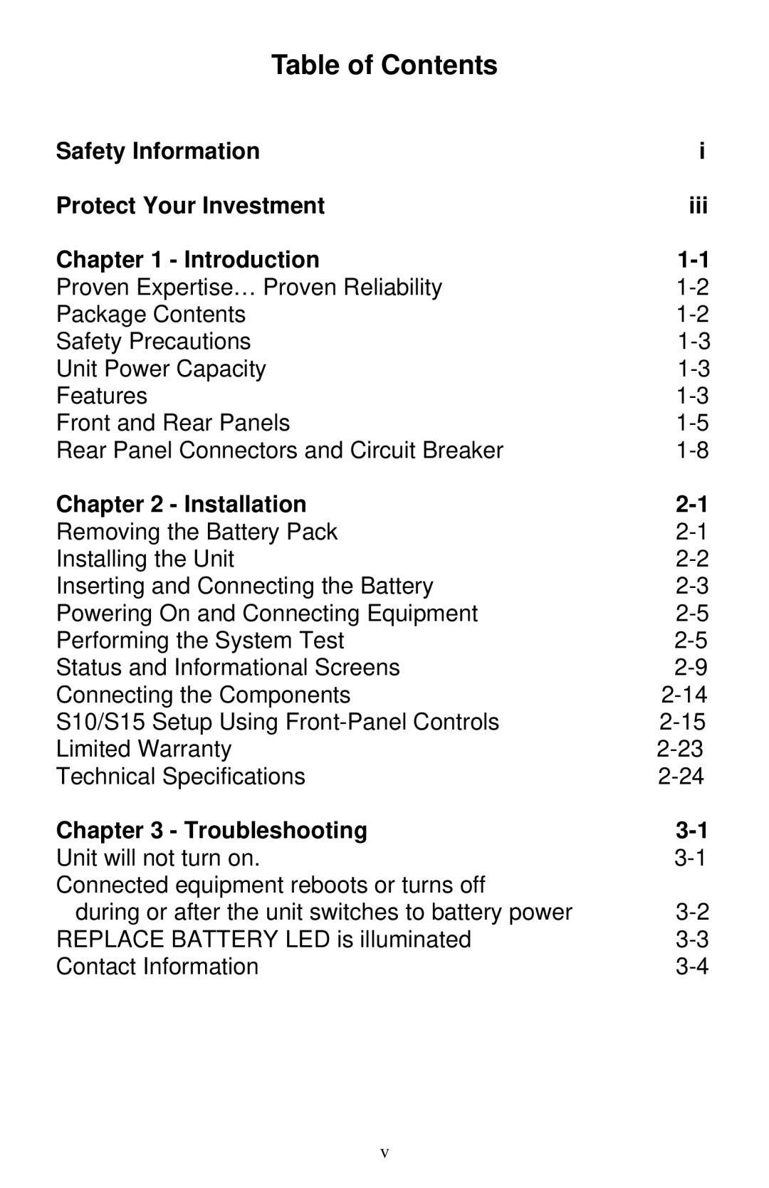 American Power Conversion S15BLK owner manual Table of Contents 