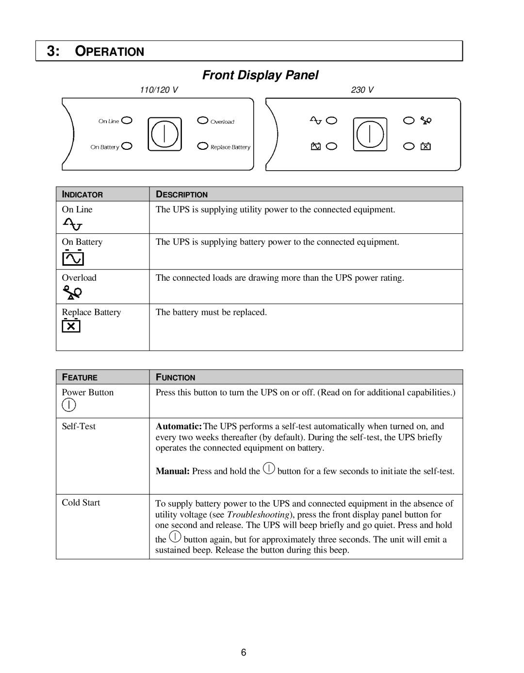 American Power Conversion 250 VA, SC450RM1U, 450 VA user manual Front Display Panel 