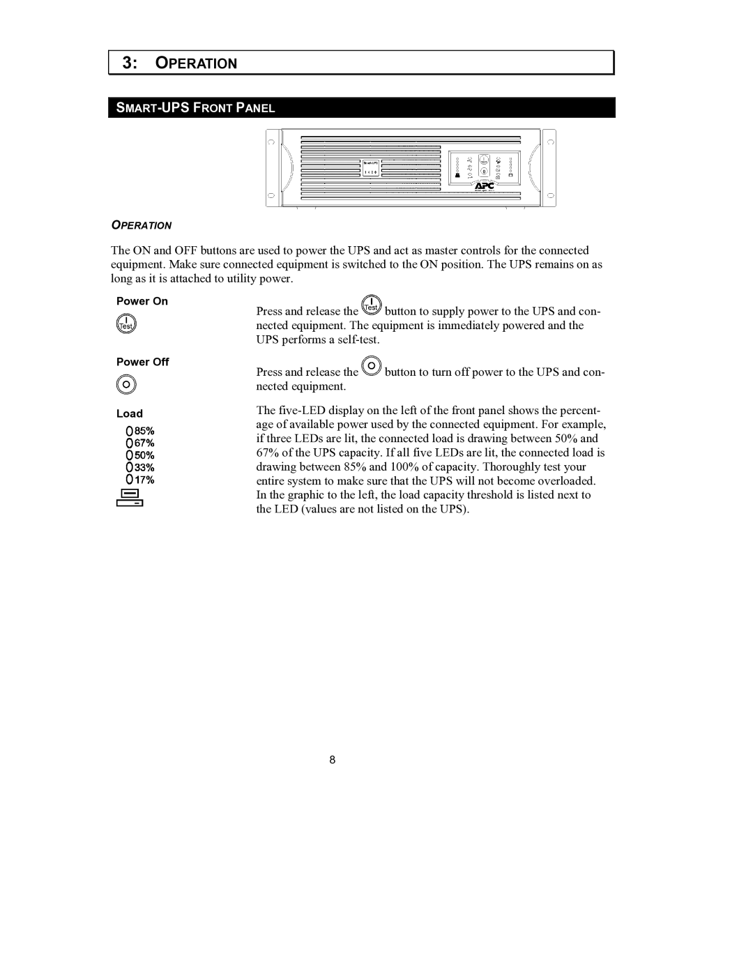 American Power Conversion 230VAC, SL-300TFX, SL 300TFX, SURT48XLBP, SSPCBE25, 1400VA XL, 100VAC, 120VAC user manual Operation 