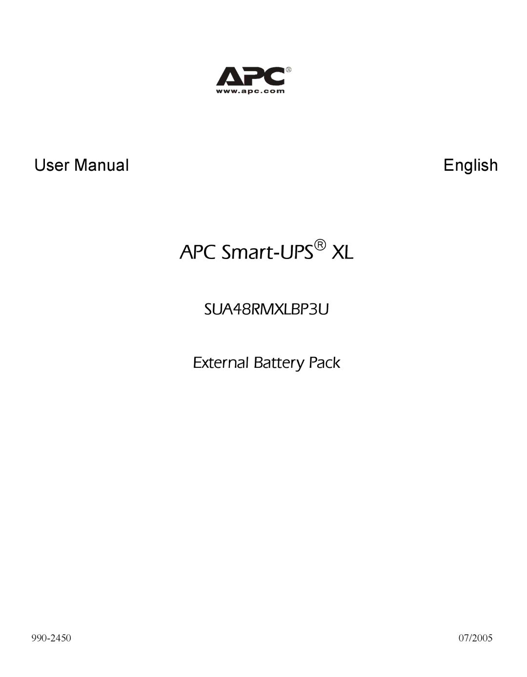 American Power Conversion SUA48RMXLBP3U user manual APC Smart-UPSXL 