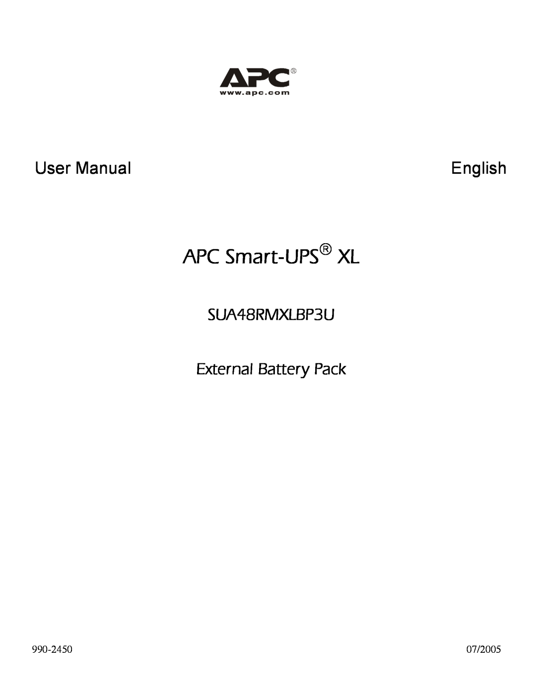 American Power Conversion SUA48RMXLBP3U user manual APC Smart-UPS XL, User Manual, English 