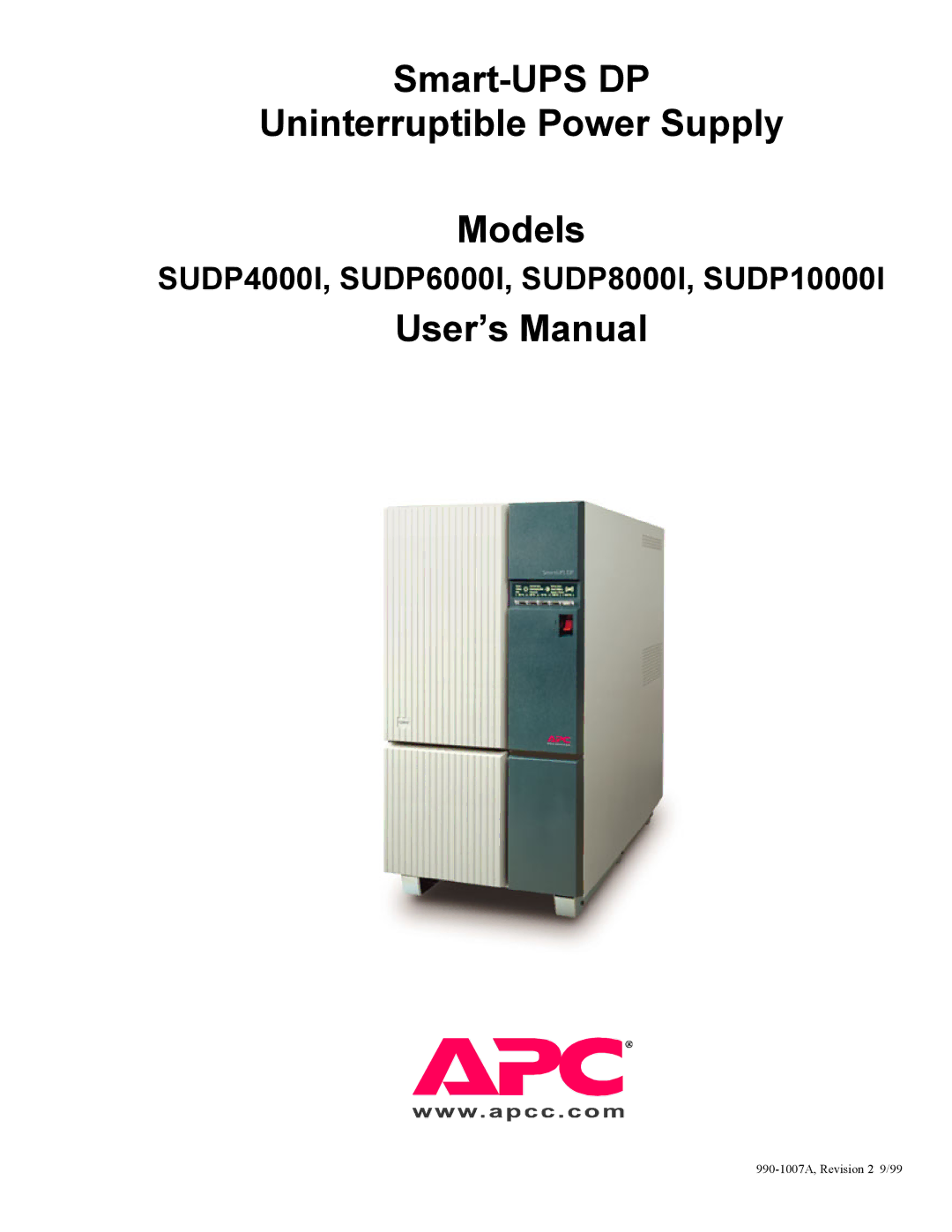 American Power Conversion SUDP6000I, SUDP8000I, SUDP4000I user manual Smart-UPS DP Uninterruptible Power Supply Models 