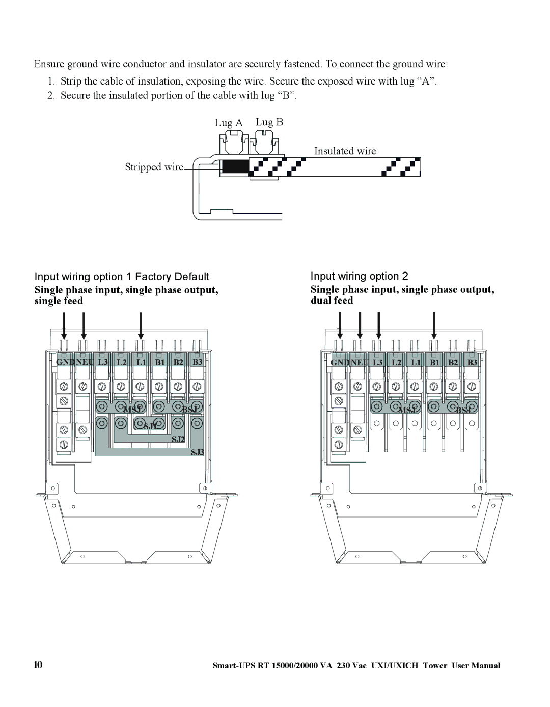 American Power Conversion SURT15000, 20000 VA user manual Single phase input, single phase output, single feed 