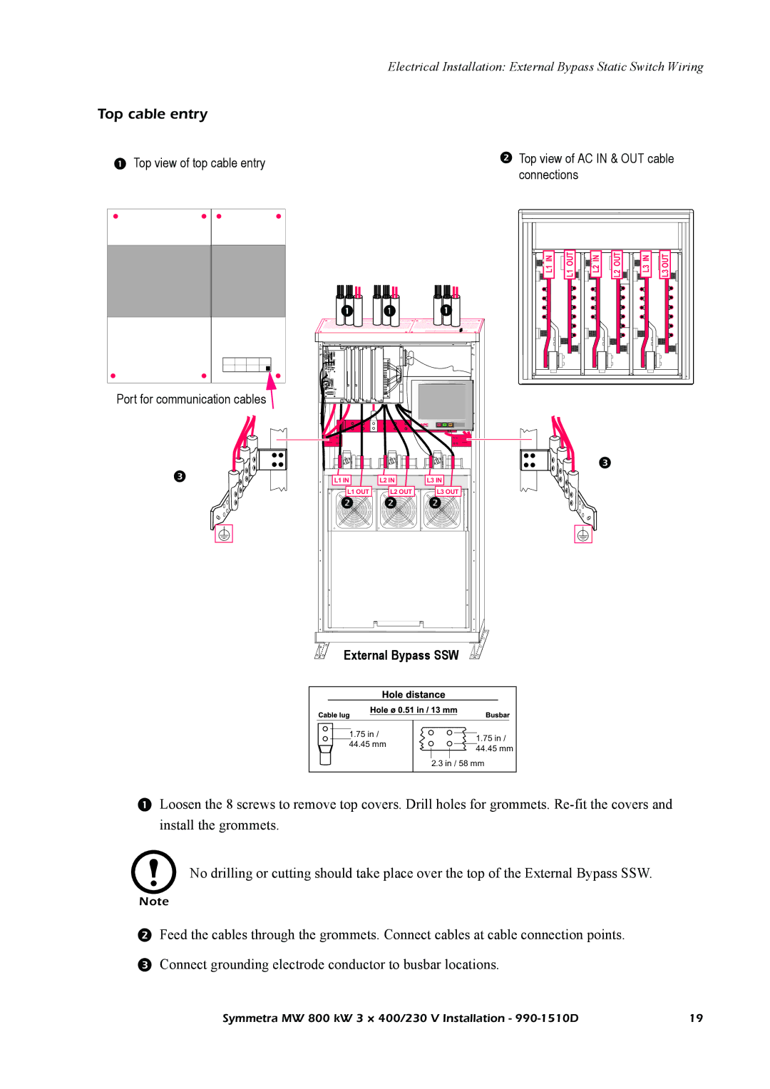 American Power Conversion SYMF800KH manual Top cable entry 