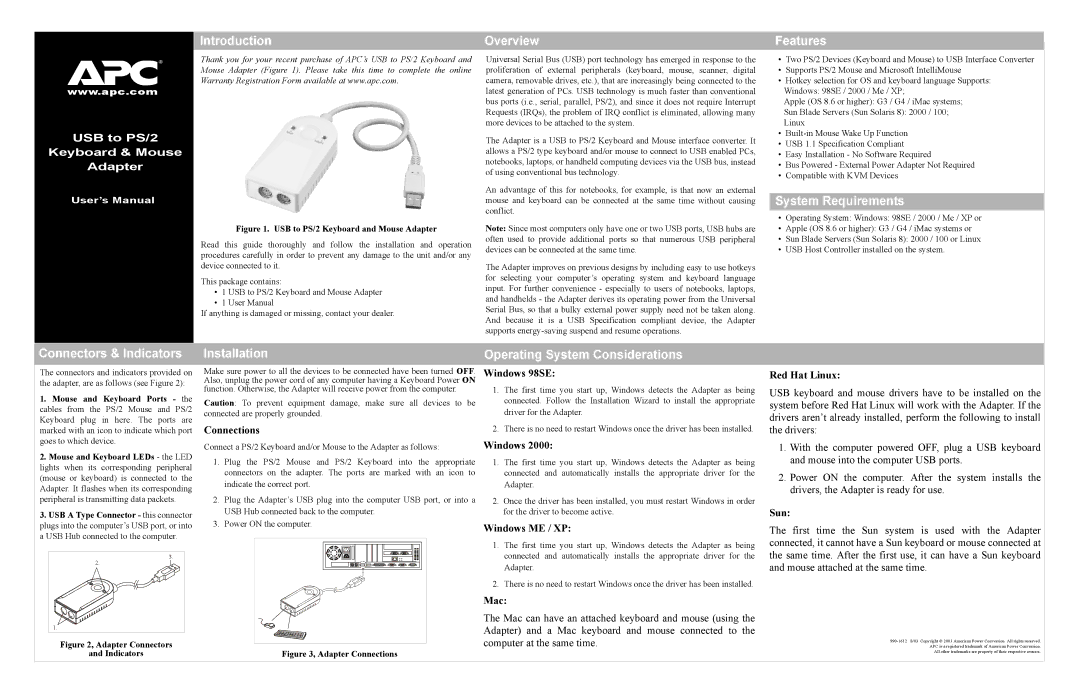 American Power Conversion USB user manual User’s Manual Introduction, Overview, Features, System Requirements 