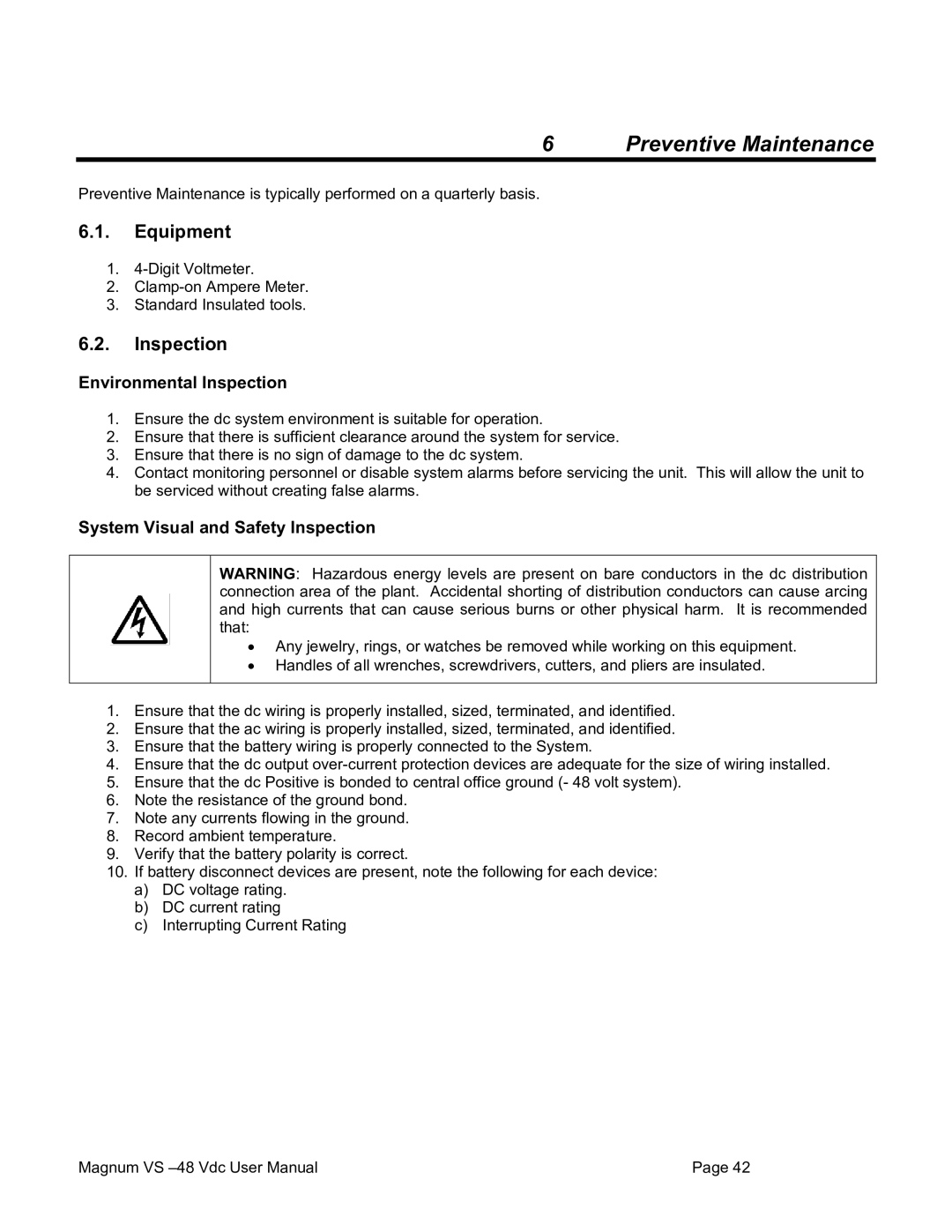 American Power Conversion VS 100, VS 50 user manual Preventive Maintenance, Equipment, Environmental Inspection 