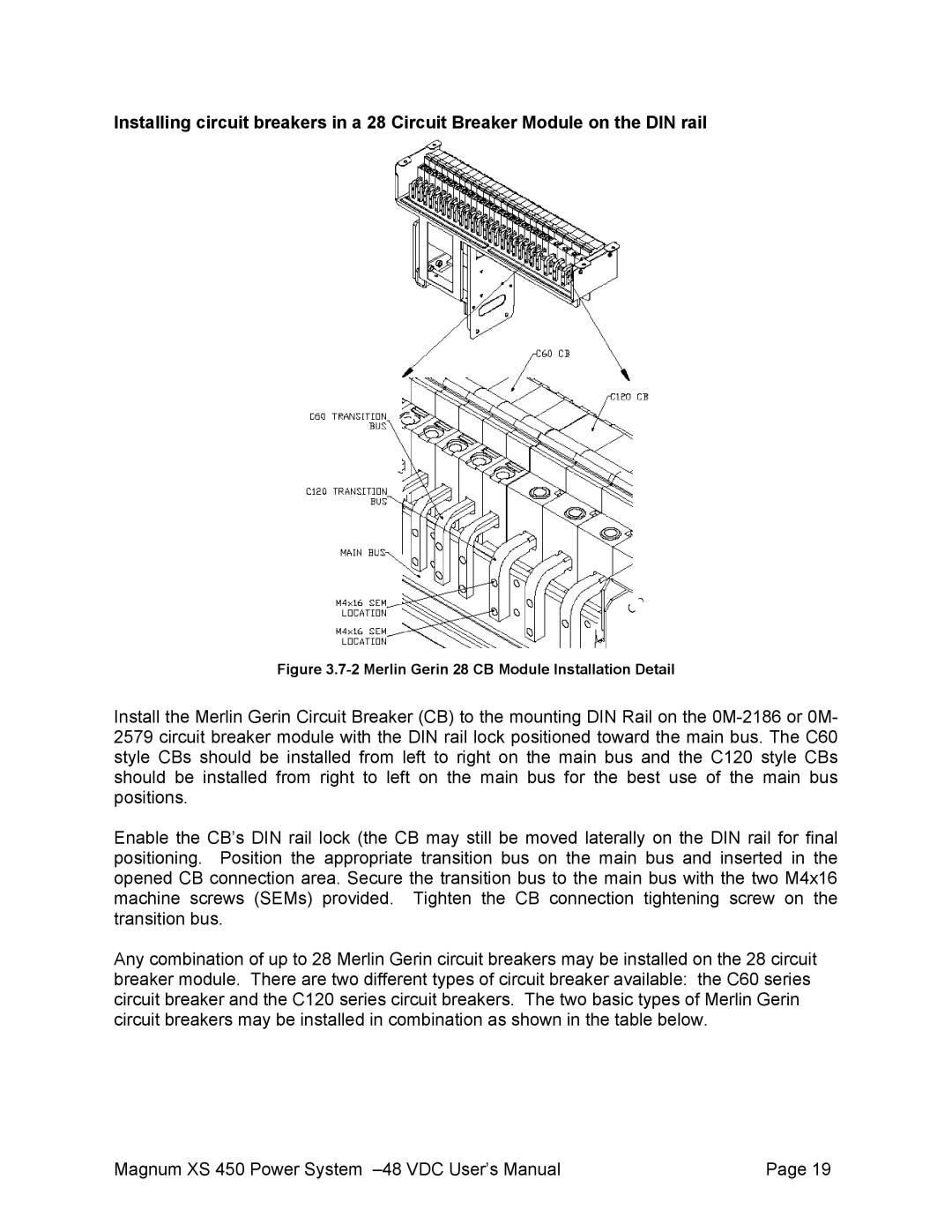 American Power Conversion XS 450 -48 user manual Merlin Gerin 28 CB Module Installation Detail 