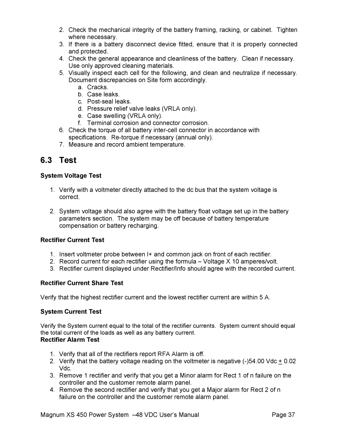 American Power Conversion XS 450 -48 user manual Test 