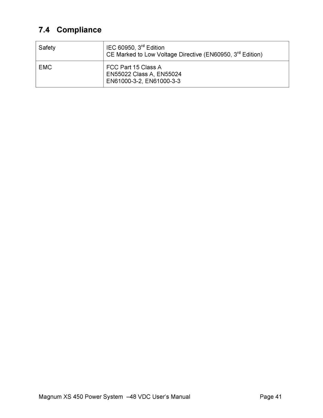 American Power Conversion XS 450 -48 user manual Compliance, Emc 