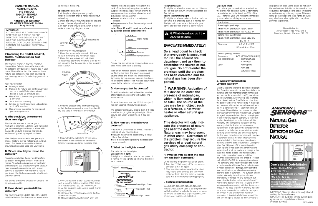 American Sensor NG401 owner manual Why should you be concerned about natural gas?, Where should you install the detector? 