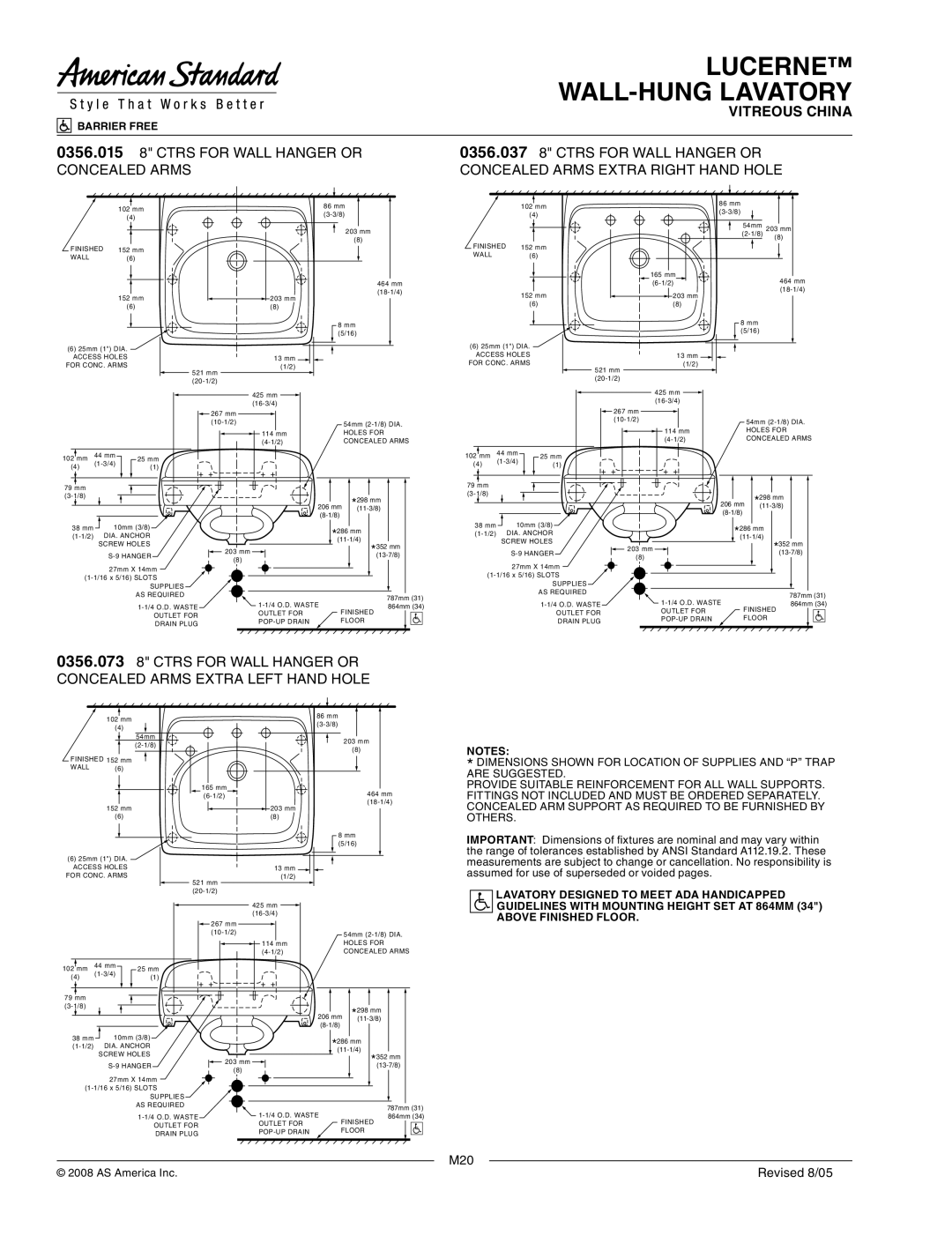 American Standard 0356.037, 0356.421, 0356.073, 0356.137, 0355.034, 0356.028, 0355.056, 0355.012, 0356.041, 0355.027, 0356.015 M20 