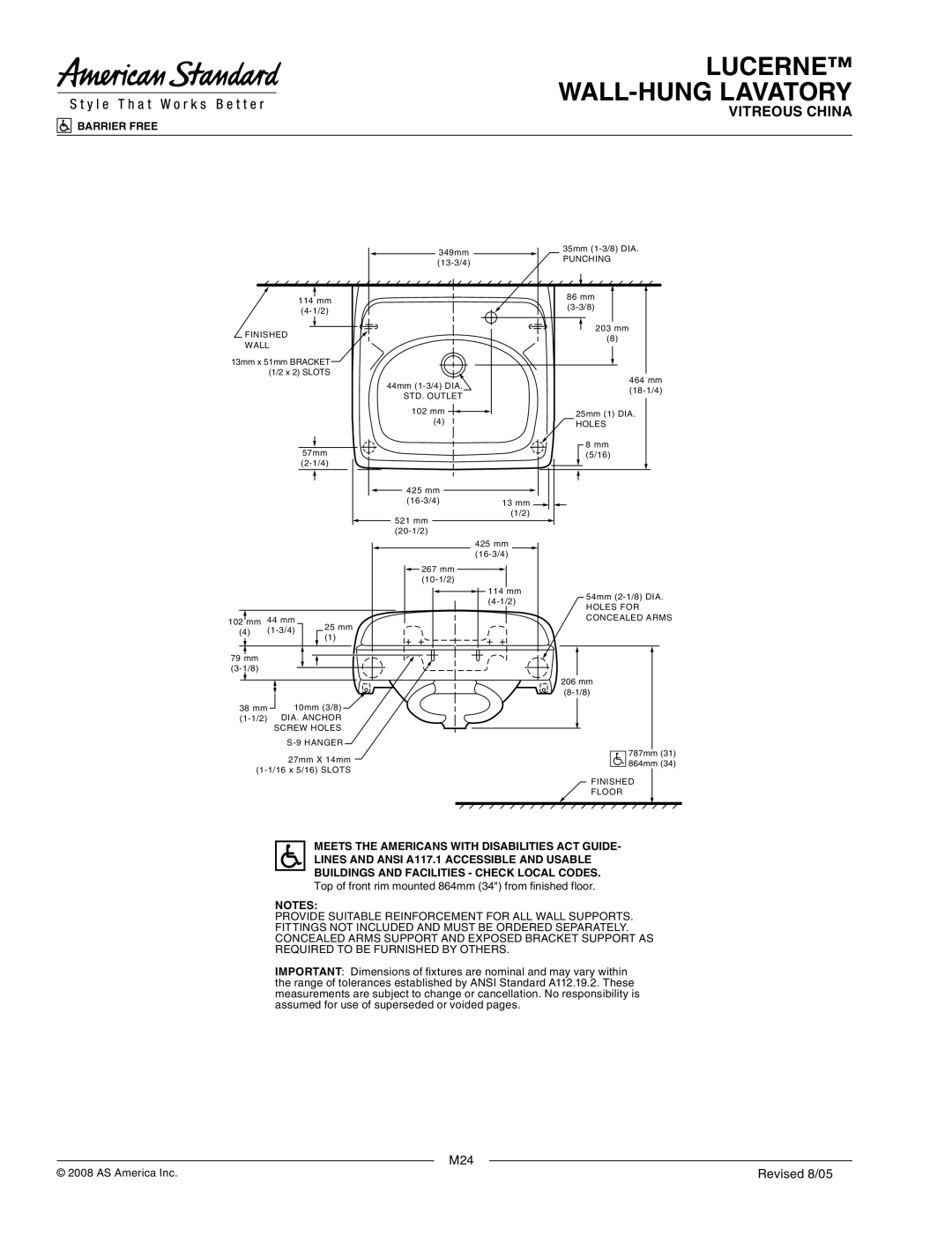 American Standard 0356.439, 0356.066 dimensions M24 