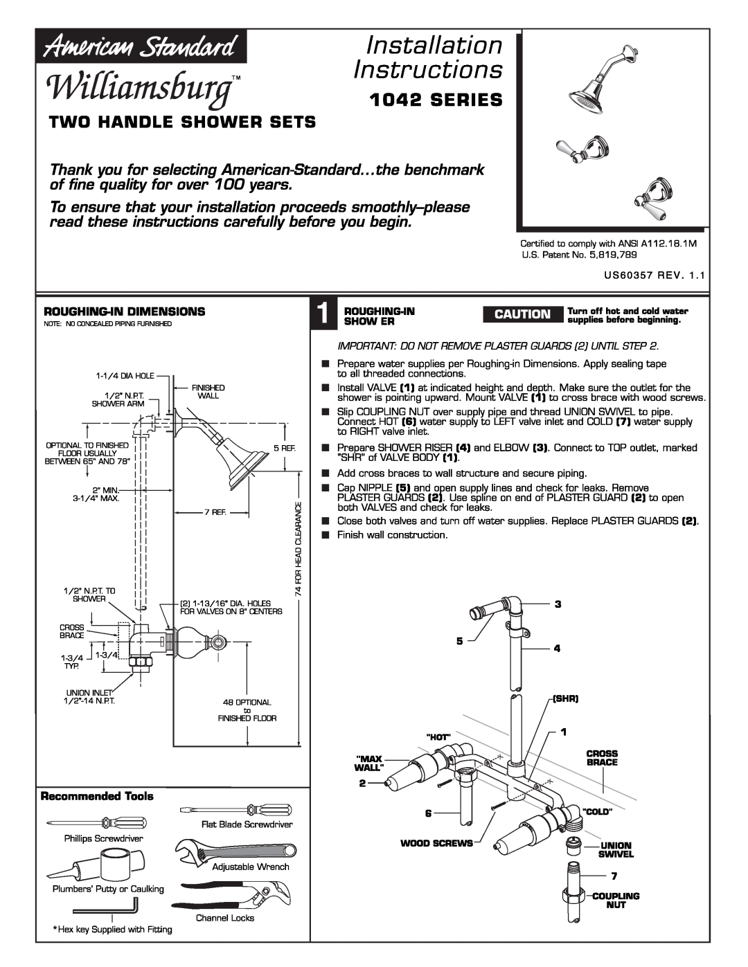 American Standard 1042 Series manual 