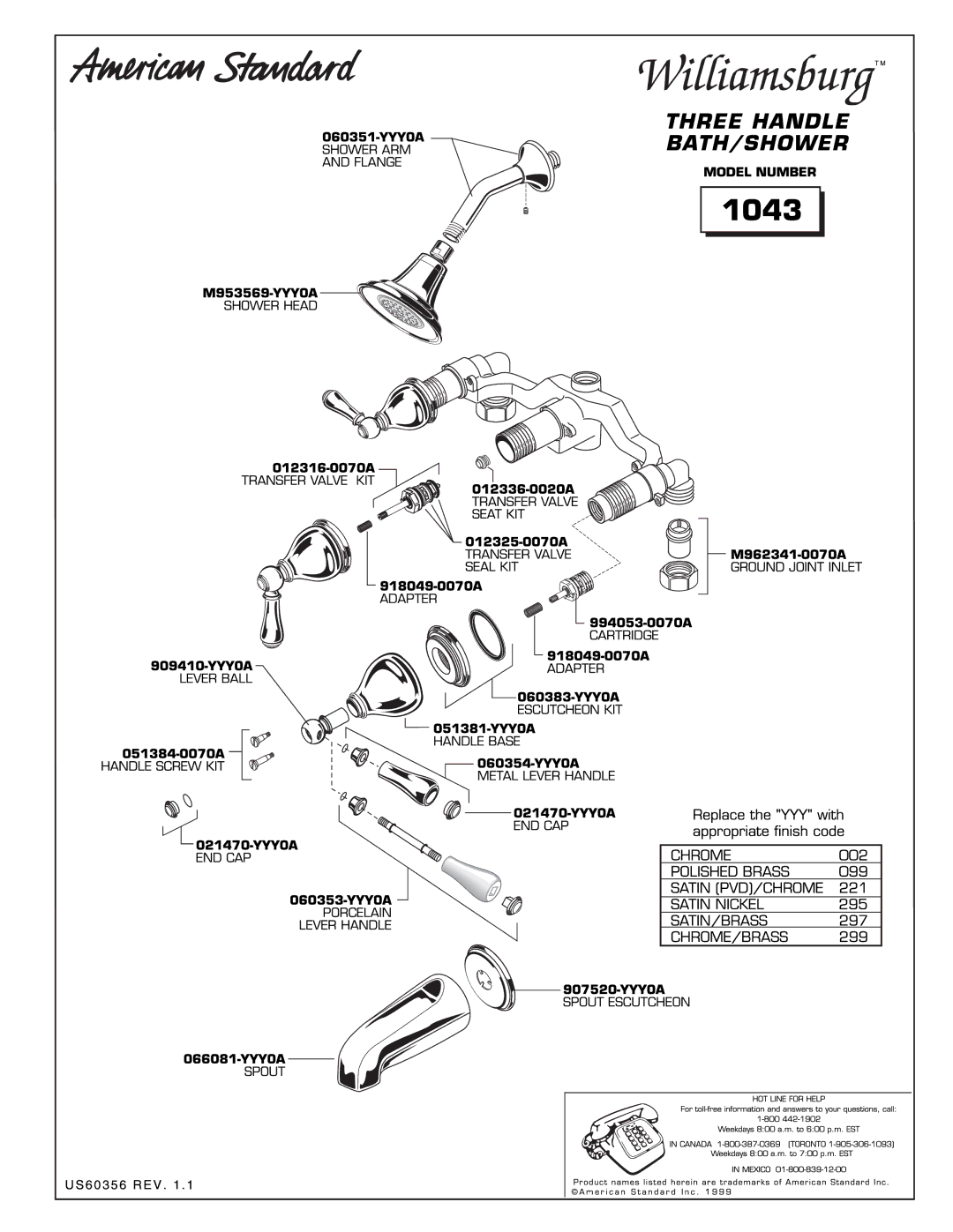 American Standard 1043 Series manual 