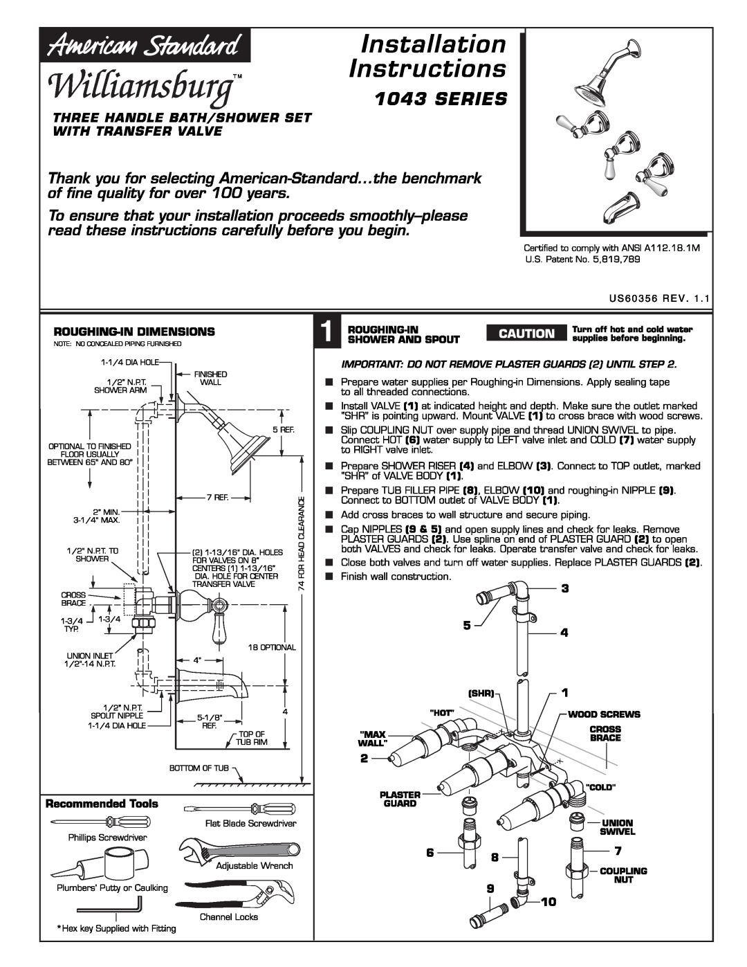 American Standard 1043 Series manual 