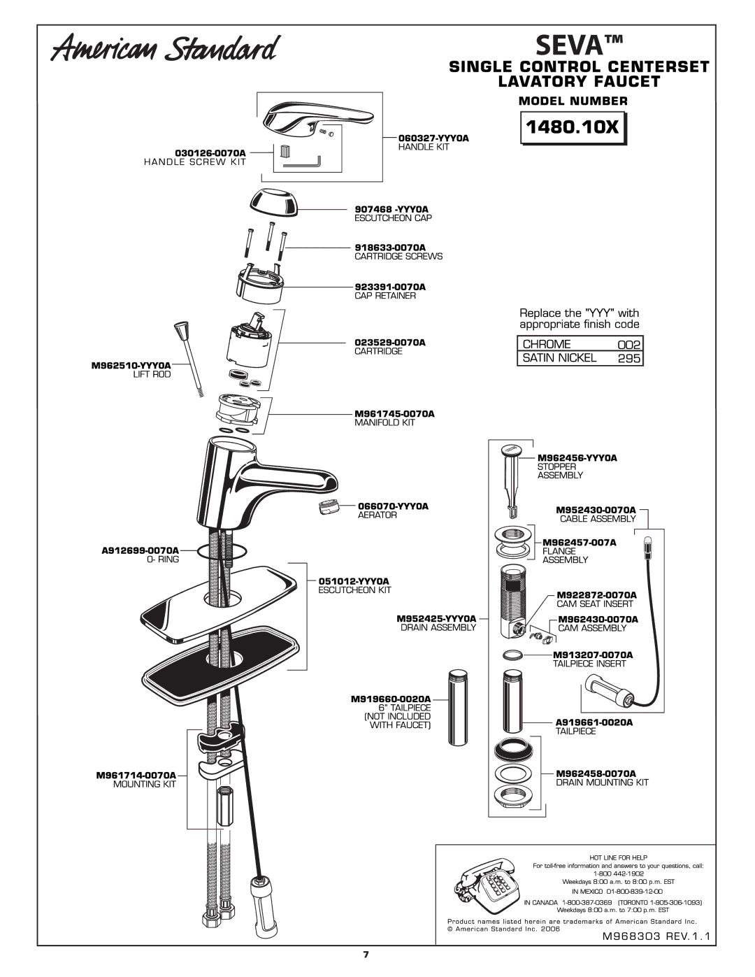 American Standard 1428.10X manual 