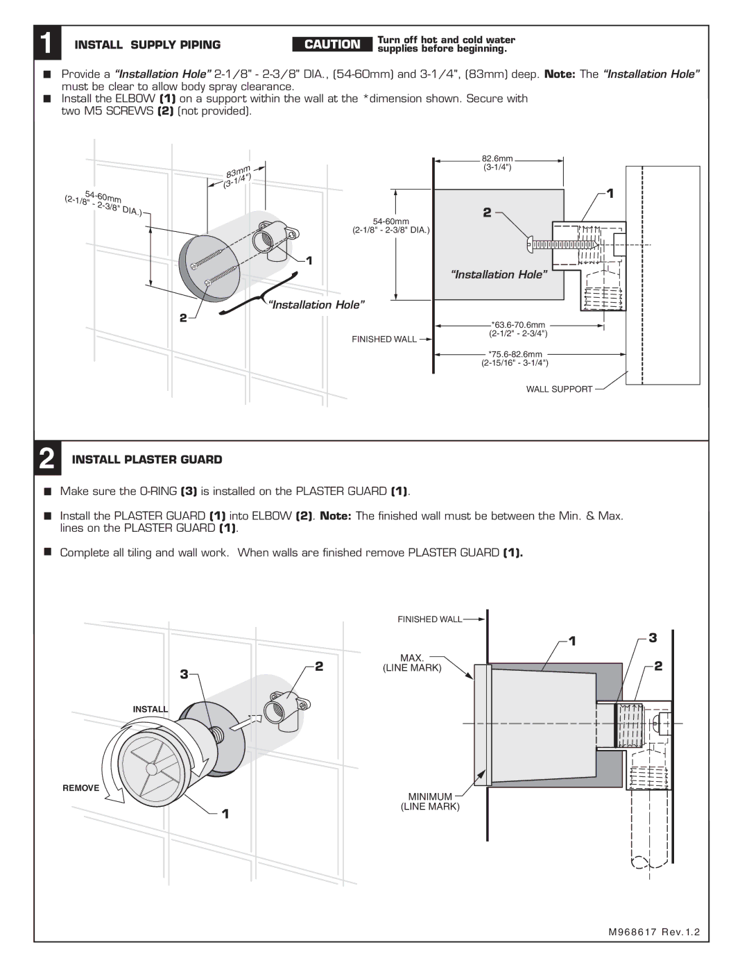 American Standard 1660.14, 1660.13 installation instructions Install Supply Piping, Install Plaster Guard 