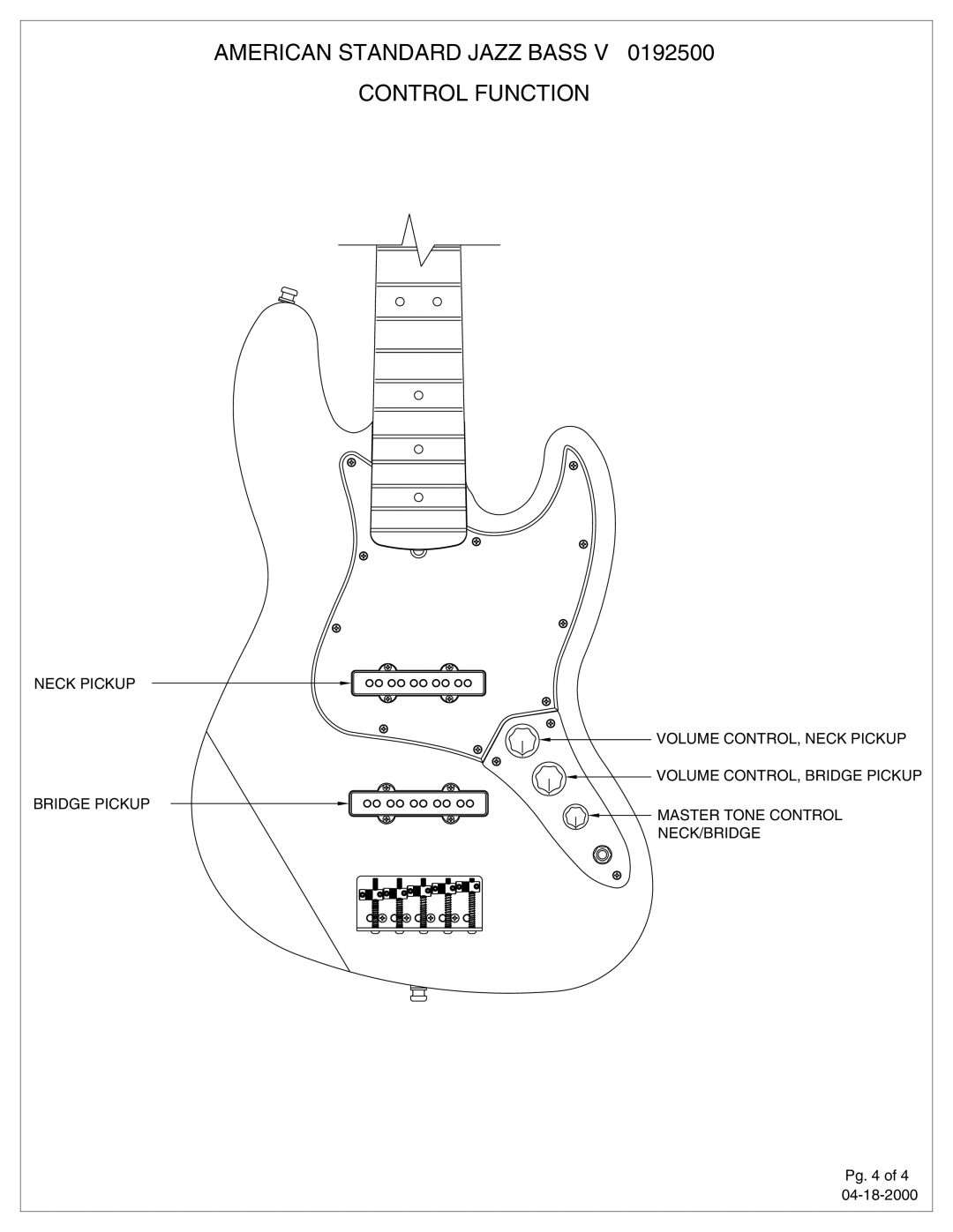 American Standard 192500 manual American Standard Jazz Bass V Control Function 