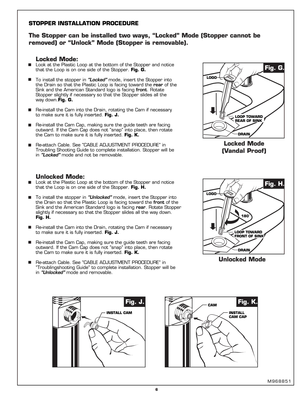 American Standard 2064.011 manual 