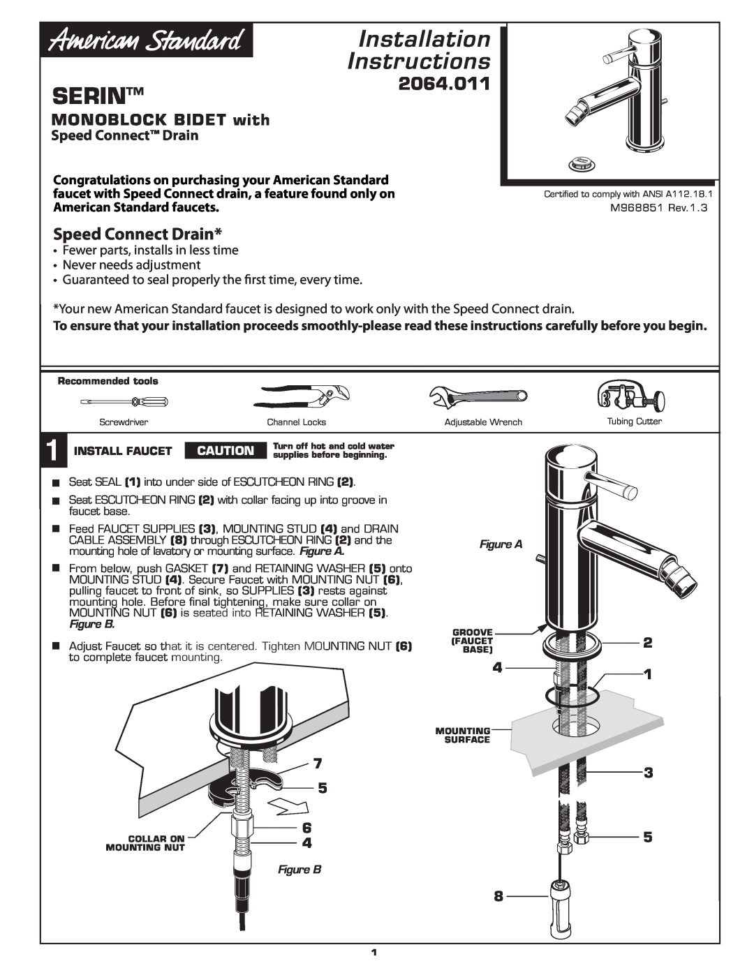 American Standard 2064.011 manual 
