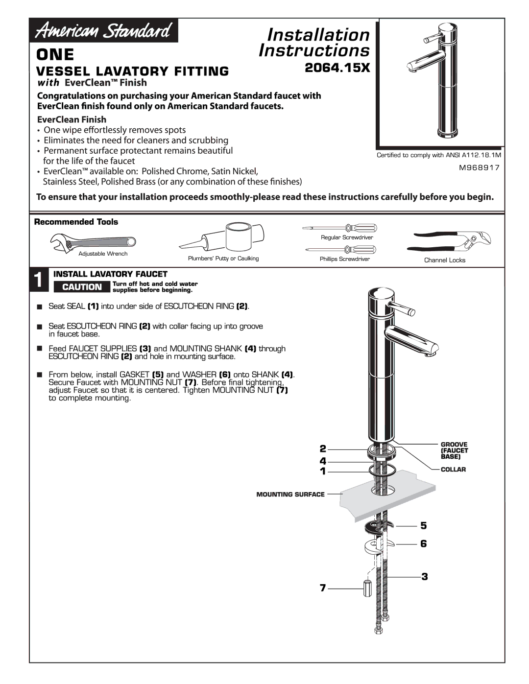 American Standard 2064.15X manual 