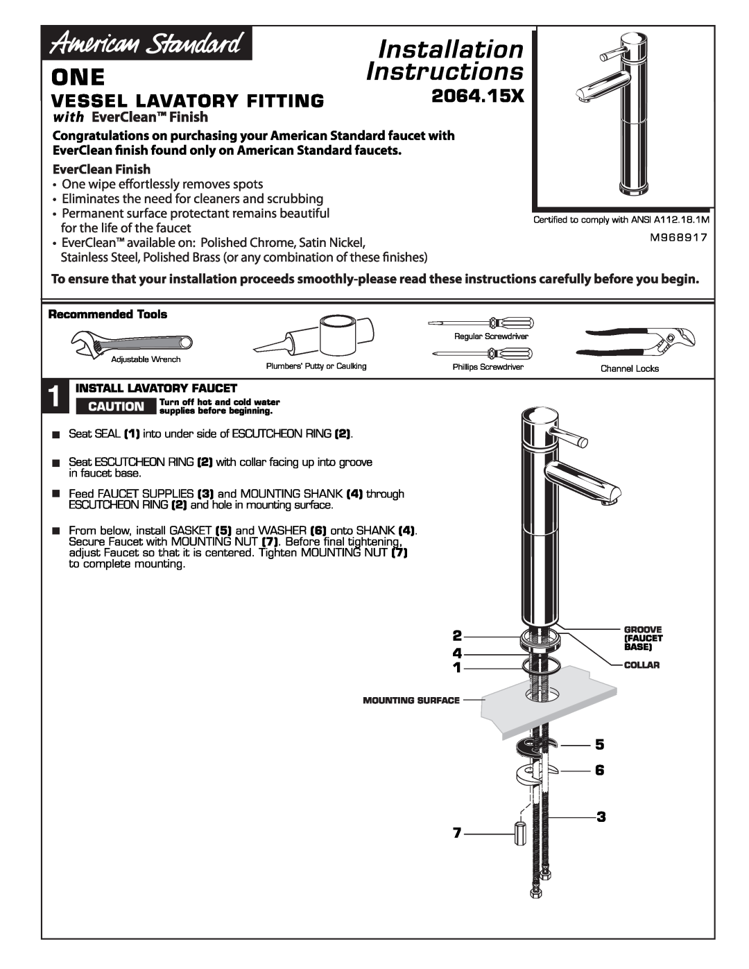 American Standard 2064.15X manual 