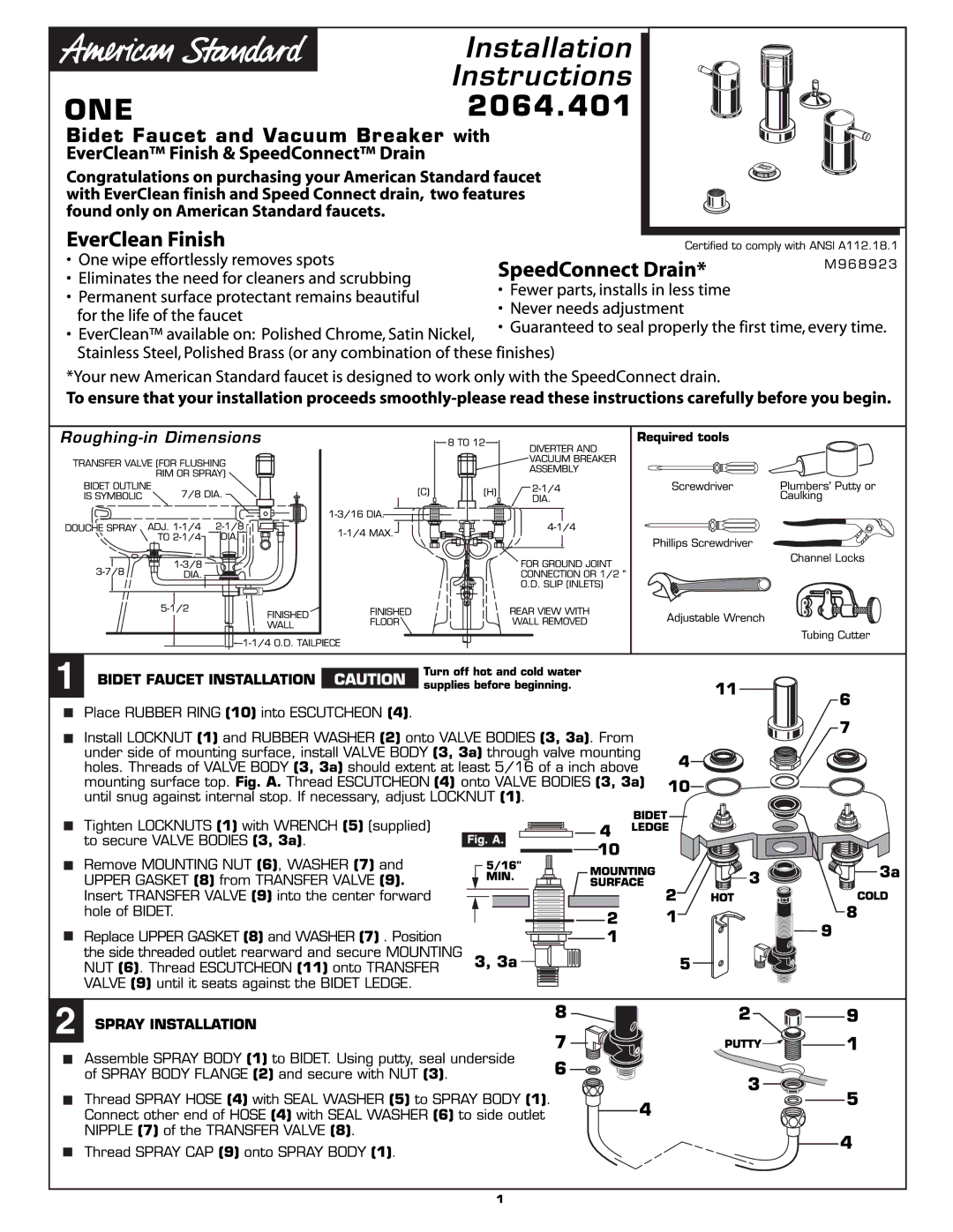 American Standard 2064.400 manual 